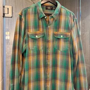 Ralph Lauren Double RL Green and Yellow Plaid Shirt